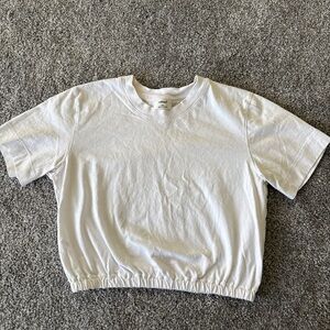 Wilfred Aritzia white crop top elastic waist sz xxs